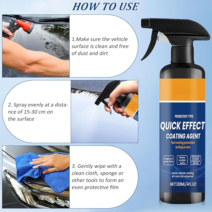 2Pcs Advanced Quick Effect Coating Agent,Car Coating Spray, 2025 New Car Paint Protection，Car Scratch Wax Polish Spray Waterless Wash，Multi-Purpose Oil Film Emulsion Glass Cleaner