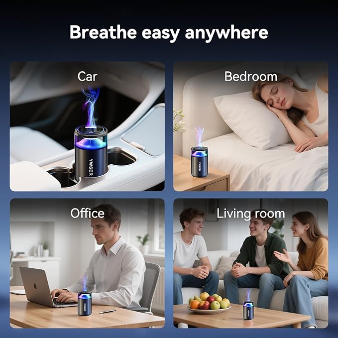 Smart Car Air Freshener, Car Air Freshener Diffuser with Starry Sky Projection and 50ml Perfume, Auto On/Off Intelligent, 3 Mode Adjustable Rechargeable Aroma Diffuser (Freesia)