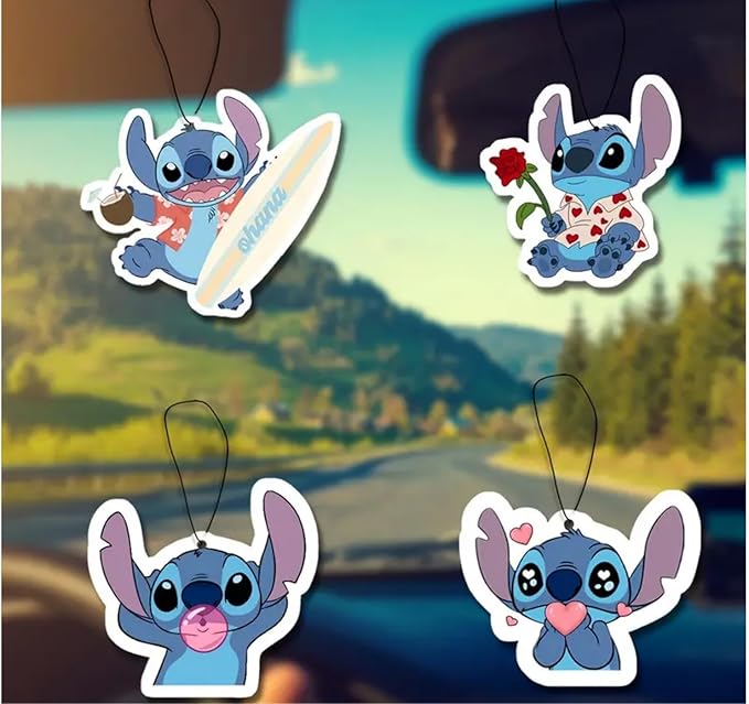 Rawan 4 Pack Car Air Freshener Cartoon, Accessories Cute for Women Girls And men Car, Funny Decor Hanging Fresheners Car Interior Room Decorations, for Christmas Gift. (A, Large)