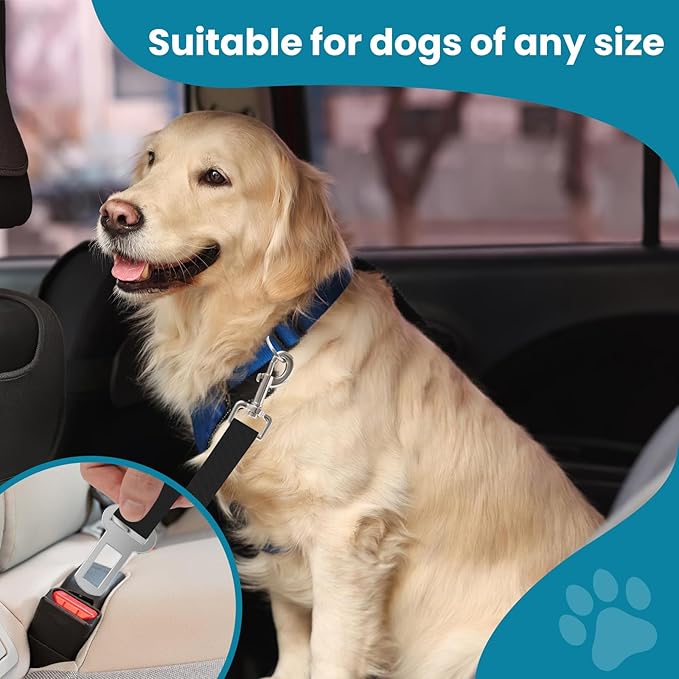 Adjustable pet cat and Dog car seat Belt，The Lanyard is Flexible and Adjustable from 20 to 33 inches(Black)