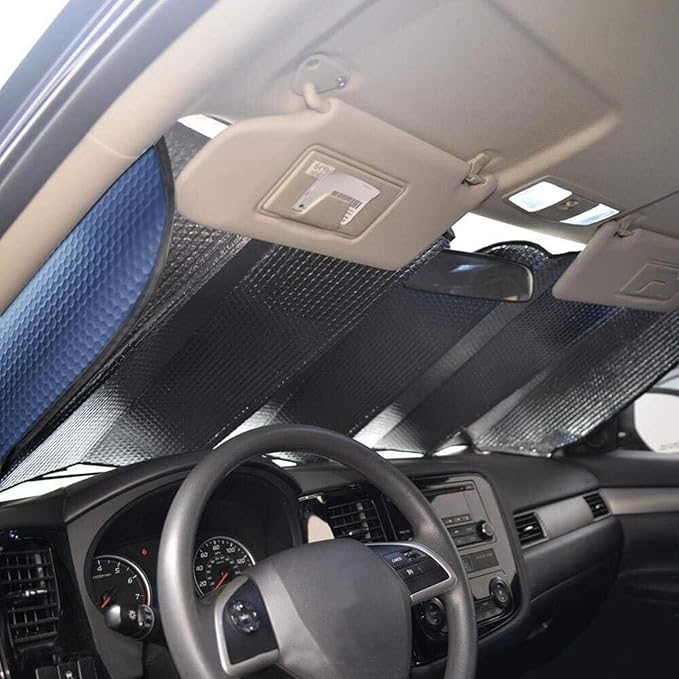 Big Hippo Car Windshield Sun Shade UV Rays Sun Visor Shade,Auto Front Car Window Shades Protector Folded Sun Shield Shade,Keeps Vehicle Cool - Blue (Size: 55.16"X 27.5")