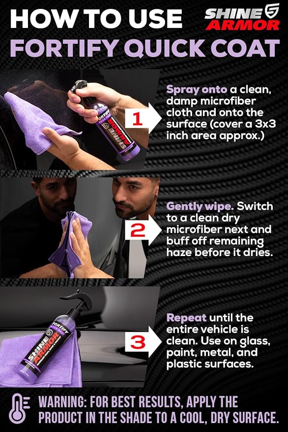 SHINE ARMOR Car Detailing Bundle - Fortify Quick Coat Ceramic Waterless Wash & Interior Cleaner - Complete Automotive Care Kit for Mirror Shine Paint Protection & Deep Interior Cleaning - 2 Pack