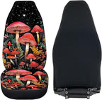 BIGCARJOB Mushroom Car Seat Cover Set for Women, Fantastic Print Auto Front Seat Protector Set of 2 Pcs, Vehicle Bucket Seat Pad, Car Accessories Gifts, Fit Most Vehicle, Cars, Sedan