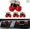 4PCS Cherry Car Air Vent Freshener Perfume Clip, Car Vent Accessories, Rhinestone Air Outlet Fragrance Perfume Clip Freshener, Auto Interior Decoration Accessories Stylish Fresheners for Women