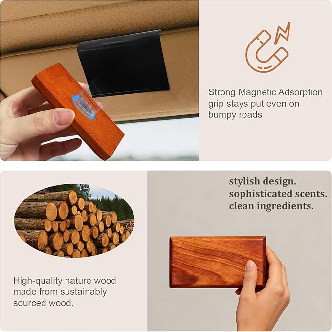 Car Air Freshener, Wood Air Freshener, Car Odor Eliminator for Visor Clip, 3-Pack Variety Scent Refill, Long Lasting - CLIP INCLUDED (Cabana-Pine-Orchard)