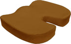 Bookishbunny 2pc High Resilience Memory Foam Seat Chair Waist Lumbar Back Support Cushion Pillow Car Office Home (Brown)