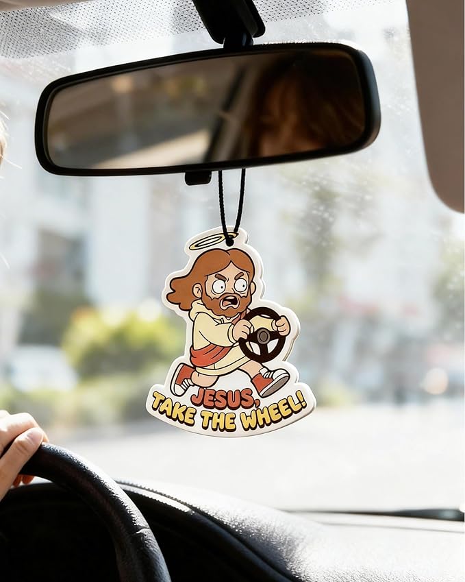 Funny Car Air Freshener Cute Jesus Christian Humor 5pcs Car Accessories Automotive Interior Hanging Scents Mirror Decor for Women Teen Girls