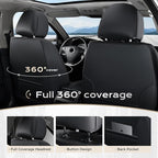 Coverado Seat Covers, Premium Nappa Leather Car Seat Covers Front Seats, Waterproof Car Seat Protector with Lumbar Support, Front Driver Seat Covers Universal Fit for Most Cars (Black&Beige)