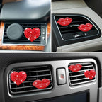 Bling 5 Pcs Red Lips Air Vent Clips, Heart Shape Crystal Car Decor - Women Rhinestone Diffuser Vent Clip Cute Car Accessories (Red lips)