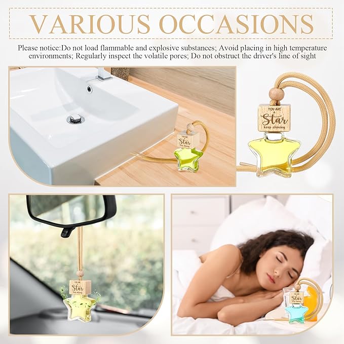 12 Pcs Employee Appreciation Gifts 8ml Car Diffuser Air Freshener Hanging Ornament Empty Glass Essential Oil Bottle Thank You Gift for Volunteer Administrative Professionals Staff Coworker Teacher