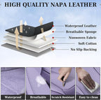 Coverado Universal Seat Covers Full Set, 5 Seats Universal Seat Covers for Cars, Waterproof NAPPA Leather Car Seat Covers with Head Pillow, Auto Protectors Fit for Most Sedans SUV Pick-up Truck-Purple