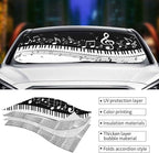 Black White Music Car Windshield Sunshade Front Window Sun Visor Protector Foldable Shield Cover for Truck SUV