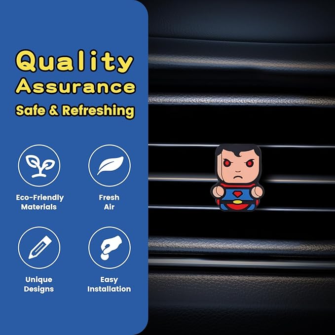 Air Vent Decoration - Cute Super Hero Decorative Vent Clip for Cars, Bedroom or Office [Super Man]