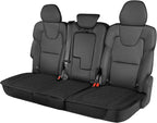 Motor Trend Rear Seat Cushion - Black Diamond Stitched Faux Leather Rear Seat Cover for Cars, Trucks, SUVs - Padded, Waterproof, Non-Slip Back Seat Cover with Storage Pockets