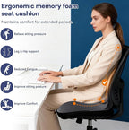 Ergonomic Seat Cushion for Office Chair & Car - Memory Foam Car Cushions for Driving with L-Shaped, Non-Slip Bottom - Orthopedic Pad for Truck Driver (Dark Grey)