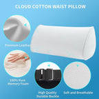 Lumbar Support Pillow for Car Seat and Office Chair, Gaming Chair, Ergonomic Memory Foam Back Cushion Lower Back Pain Relief, Luxury Leather Back Support Pillow, White, 1 Pack