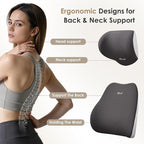 FLORICH Car Seat Cushion & Lumbar Support Pillow & Car Neck Pillow, Ergonomic Memory Foam Driving Seat Cushion for Back & Sciatica Pain Relief, Non-Slip Washable Cushion for Car, Driver, Office-Gray