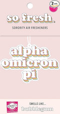 Sorority Shop Alpha Omicron Pi Retro Air Freshener - AOP Bubblegum Scented Air Freshener – Sorority Retro Design Air Freshener for Car or Dorm– Sorority Gift, Charm Paraphernalia