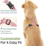 Dog Seat Belt, Safety Vest Dog Car Harness with Adjustable Buckle Dog Seat Belt for Vehicle Nylon Pet Safety Seat Belts Heavy Duty(M, Pink Daisy)
