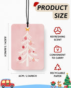 Red and Green Boho Christmas Berry Car Air Freshener 4 Pcs, Xmas Tree Wreath Snowflake Hanging Air Freshener for Cars Closet Drawer Books, Christmas Car Accessories Mirror Decor for Women
