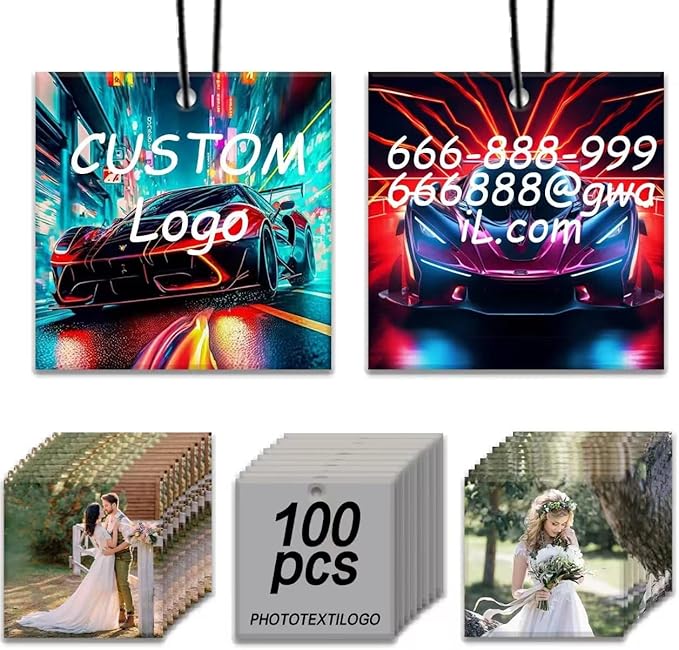 100Pcs Custom Logo Air Freshener for Car Bulk,2024 Graduation Air Fresheners Bulk Black Ice Car Air Freshener Drift Car Air Freshener Car Charms for Rear View Mirror. (100 Square)