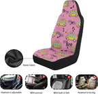 Car Seat Covers 2 Pcs Breathable School Bus Pink Car Seat Cover Stretch Polyester Fabric Cover Removable Automotive Accessories Universal Fit for Most Cars,SUV, Trucks
