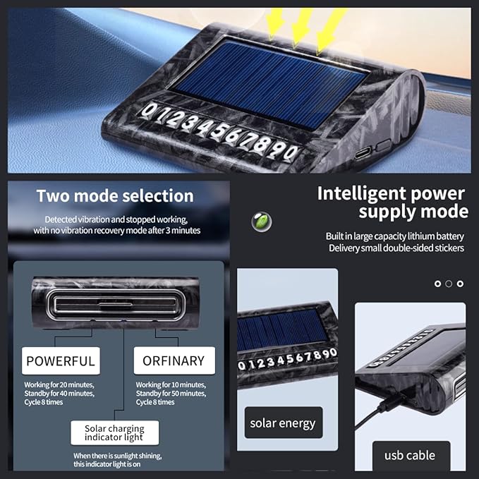 Solar-Powered Car Air Purifier with USB Charging & Ozone Odor Elimination - Portable HEPA Filter-Free Ionizer for Smoke, Pet Odors, VOCs - Compact, Silent, Best for Car Use (8819 carbon fiber)