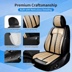 Fit Blazer Car Seat Covers for Select Chevrolet/Chevy Blazer 2019-2026, Premium Full Coverage Leather, Airbag Compatible, Waterproof All Weather Seat Cushion Protector, Full Set, Black+Beige