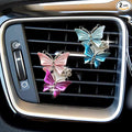 Bling Butterfly Car Air Vent Clip, Cute Rhinestone Air Freshener Clip, Glam SUV Outlet Vent Decorations, Charm Car Inter Decor Accessories for Girls Women (2Pink + 2Blue)