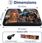 GENANY Cute Dachshund Dog Family Funny Windshield Sun Shade for Car SUV Truck (55x30 Inches), Sun Shade Windshield, Protector Blocks UV, Spring Car Decor