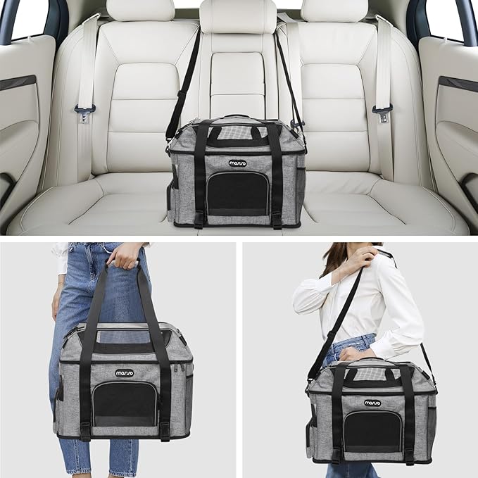 MOSISO Cat, Dog, Pet Carrier Airline Approved, Top-Expandable Soft Pets Carrier Bag for Small Medium Cats/Dogs Under 22 LB, Breathable Puppy Carrier for Car Travel Outdoors with Shoulder Strap, Grey