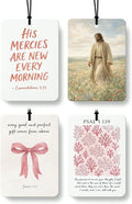 Pink Christian Jesus Air Freshener 4 Pcs, Coastal Seagrass Bow Bible Verse Religious Hanging Air Freshener for Cars Closet Drawer Books, Girly Christian Car Accessories Mirror Decor for Women