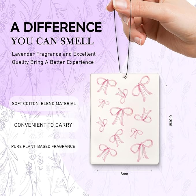 Coquette Pink Bow Air Freshener for Car,Religious Gifts Air Freshener Hanging 3 Pcs for Cars Closet Drawer Books Bathroom,Bags,Car Decor