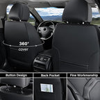 Coverado Seat Covers, Car Seat Covers Front Seats, Premium Nappa Leather Seat Covers for Cars, Waterproof Car Seat Protector with Lumbar Support, Front Seat Covers Universal Fit for Most Cars (Black)