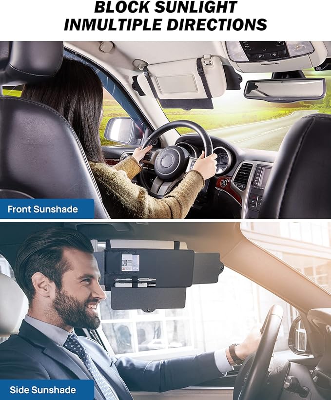 JoyTutus Car Sun Visor Sunshade Extender, Adjustable Car Sun Visor Extender Protects from Anti-Glare, UV Rays Blocker Windshield Sunshade Extender for car SUV(2 Pack)