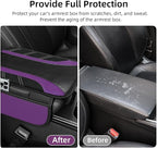 NBTEPEM Purple Center Console Cover, Sporty Leather Armrest Cover Cushion with 2 Storage Pockets, Universal Auto Middle Console Protector, Car Interior Accessories for Most SUV, Truck, Sedan Vehicles