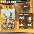 Vintage Easter Bunny Egg Car Air Freshener 4 Pcs, Religious Easter Rabbit Egg Floral Hanging Air Freshener for Cars Closet Drawer Books, Spring Bunny Car Accessories for Women