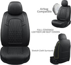 Leather Seat Covers,Car Seat Protector Waterproof,Seat Covers Full Set, Car Seat Protectors 5 Seats,Automotive Seat Covers Fit for Most Cars Black