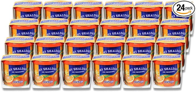 Pack of 24 My Shaldan Japanese Car Cup-Holder Natural Air Freshener Cans (Orange Scented)