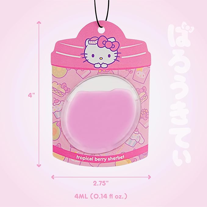 Hello Kitty and Friends Car Air Freshener (Hello Kitty - Tropical Berry Sherbet) Hanging Gel Area Deodorizer, Long-Lasting Car Scents Air Freshener, Cute Automotive Sanrio Accessories Decor, 2-Pack