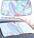 Sunshade Car Front Windshield Laser Titanium Silver Sun Shade Iridescent Cars Sunshade Foldable Sun Shield Cover Block UV Rays, Car Light Blocking Curtain Suitable for Most Cars Medium 55.9 x 29 in