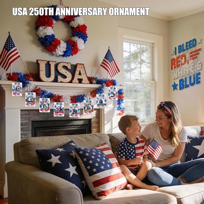 Car Air Fresheners USA 250th Anniversary Ornament Merchandise, Hanging Car Accessories Interior for 250 Year Party Decor American Patriotic Collectors US Citizens 4th of July Decorations Gifts