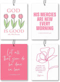 Trendy Pink Christian Bible Car Air Freshener 4 Pcs - Cute Floral Christian God is Good Air Freshener Hanging Decor for Cars Closet Drawer Books, Girly Car Accessories Mirror Decor for Women
