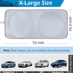 IC ICLOVER Car Windshield Sun Shade, 210T Ployester Foldable Front Window Sun Visor Protector Sun Protection Shield, Blocks Heat and UV Rays, Keep Your Car Cool, Fits SUV, Van, MPV, Trucks (X-Large)