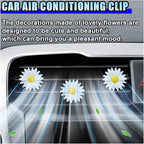 3PCS Daisy Flower Car Dashboard Air Vent Trim Clip, Cute Daisy Air Conditioner Outlet Clip Car Charm for Women, Car Air Vent Clip Auto Interior Decoration for Girls Present (White)