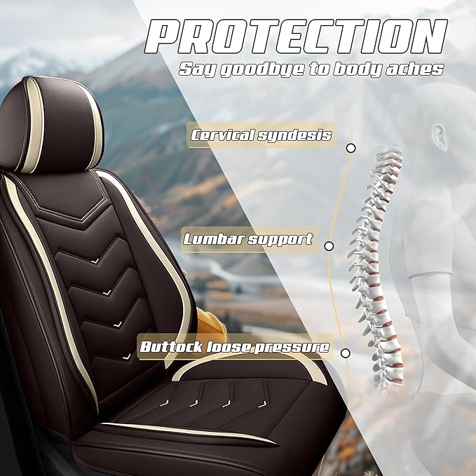 Car Seat Covers Fit for Toyota rav4 2000-2026, Stylish Sport Seat Covers, Waterproof Wear-Resistant Premium Nappa Leather Car Seat Cover.(2 Pcs Front/Coffee Color)