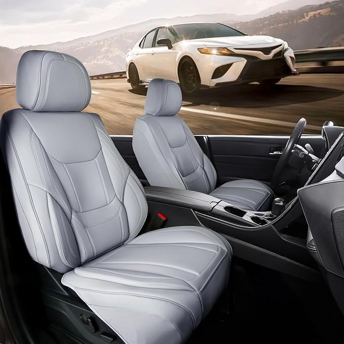 Coverland Custom Fit Car Seat Covers for Car Compatible with [BMW Z4, Chrysler 200, Toyota Solara] Premium Water Resistant Leather Non-Slip Interior Protector[Front Gray - Size Chart A24]