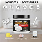 Leather Recoloring Balm - Scratch Repair & Color Restore Kit for Faded Leather, Leather Couch & Car Seats - 10OZ Leather Restorer Balm for Furniture, Auto Interior, Vinyl, Accessories (White)