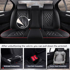 Truck Seat Covers for Ford F350 2011-2026, Waterproof Premium Leather Full Coverage Car Seat Cover, Muscle Sport Style Auto Interior Seat Cover Sets (Full Set/Black Red)
