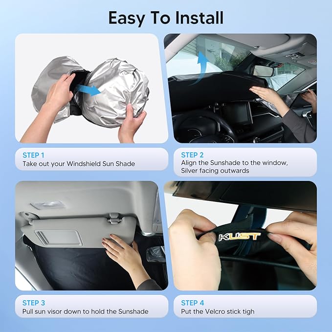 KUST Windshield Sun Shade for Toyota Prius C Accessories 2012-2019 Custom Fit Sunshade Foldable Sun Visor Protector Blocks UV Rays Keep Your Car Cooler